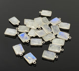 10 Pcs/13 Pcs Rainbow Moonstone Charms, Gemstone Charms, Silver Plated Jewelry Findings, Jewelry Supplies, 17.5x11mm - 19x12mm