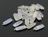 11 Pcs Rainbow Moonstone Charms, Gemstone Bar Charms, Silver Plated Jewelry Findings, Jewelry Supplies, 28x10.5mm - 29x11mm