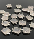 7 Pcs Rose Quartz Connector, Gemstone Connectors, Wholesale Bulk Jewelry Supplies, Silver Plated Findings, 21x15mm - 22x16mm
