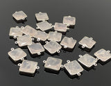 7 Pcs Rose Quartz Connector, Gemstone Connectors, Wholesale Bulk Jewelry Supplies, Silver Plated Findings, 21x15mm - 22x16mm