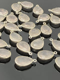 10 Pcs Rose Quartz Charms, Silver Plated Gemstone Charms, Wholesale Bulk Jewelry Supplies, 18x11mm - 19x11mm