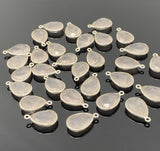10 Pcs Rose Quartz Charms, Silver Plated Gemstone Charms, Wholesale Bulk Jewelry Supplies, 18x11mm - 19x11mm