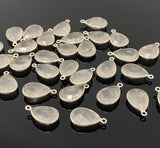 10 Pcs Rose Quartz Charms, Silver Plated Gemstone Charms, Wholesale Bulk Jewelry Supplies, 18x11mm - 19x11mm