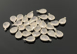 10 Pcs Rose Quartz Charms, Silver Plated Gemstone Charms, Wholesale Bulk Jewelry Supplies, 18x11mm - 19x11mm