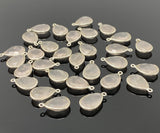 10 Pcs Rose Quartz Charms, Silver Plated Gemstone Charms, Wholesale Bulk Jewelry Supplies, 18x11mm - 19x11mm