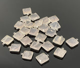 5 Pcs Rose Quartz Charms, Silver Plated Gemstone Charms, Wholesale Bulk Jewelry Supplies, 18x15mm - 19x16mm