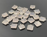 5 Pcs Rose Quartz Charms, Silver Plated Gemstone Charms, Wholesale Bulk Jewelry Supplies, 18x15mm - 19x16mm