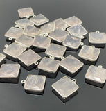 5 Pcs Rose Quartz Charms, Silver Plated Gemstone Charms, Wholesale Bulk Jewelry Supplies, 18x15mm - 19x16mm