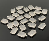 5 Pcs Rose Quartz Charms, Silver Plated Gemstone Charms, Wholesale Bulk Jewelry Supplies, 18x11mm - 19x12mm