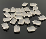 5 Pcs Rose Quartz Charms, Silver Plated Gemstone Charms, Wholesale Bulk Jewelry Supplies, 18x11mm - 19x12mm
