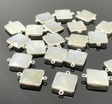 10 Pcs / 13 Pcs White Moonstone Connectors, Gemstone Connectors, Silver Plated Jewelry Findings, Jewelry Supplies, 20x14mm - 22x15mm