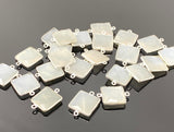 10 Pcs / 13 Pcs White Moonstone Connectors, Gemstone Connectors, Silver Plated Jewelry Findings, Jewelry Supplies, 20x14mm - 22x15mm