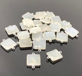 10 Pcs / 13 Pcs White Moonstone Connectors, Gemstone Connectors, Silver Plated Jewelry Findings, Jewelry Supplies, 20x14mm - 22x15mm