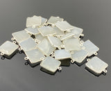 10 Pcs / 13 Pcs White Moonstone Connectors, Gemstone Connectors, Silver Plated Jewelry Findings, Jewelry Supplies, 20x14mm - 22x15mm