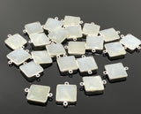 10 Pcs / 13 Pcs White Moonstone Connectors, Gemstone Connectors, Silver Plated Jewelry Findings, Jewelry Supplies, 20x14mm - 22x15mm