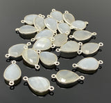 11 Pcs White Moonstone Connectors, Gemstone Connectors, Silver Plated Jewelry Findings, Jewelry Supplies, 21.5mm x15.5mm