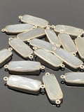 White Moonstone Connector Bar, Chakra Jewelry Connector, Spiritual Healing Gemstone Links, Silver Plated Jewelry Findings - 8Pcs