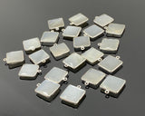 11 Pcs White Moonstone Charms, Gemstone Charms, Silver Plated Jewelry Findings, Jewelry Supplies, 18x15mm - 19x16mm