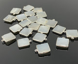 11 Pcs White Moonstone Charms, Gemstone Charms, Silver Plated Jewelry Findings, Jewelry Supplies, 18x15mm - 19x16mm