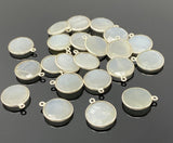 11 Pcs White Moonstone Charms, Gemstone Charms, Silver Plated Jewelry Findings, Jewelry Supplies, 18x15mm - 18.5x15.5mm