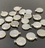 11 Pcs White Moonstone Charms, Gemstone Charms, Silver Plated Jewelry Findings, Jewelry Supplies, 18x15mm - 18.5x15.5mm