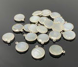 11 Pcs White Moonstone Charms, Gemstone Charms, Silver Plated Jewelry Findings, Jewelry Supplies, 18x15mm - 18.5x15.5mm