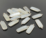 9 Pcs White Moonstone Charms, Bar Gemstone Charms, Silver Plated Jewelry Findings, Jewelry Supplies, 28x10mm - 29x11mm