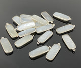 9 Pcs White Moonstone Charms, Bar Gemstone Charms, Silver Plated Jewelry Findings, Jewelry Supplies, 28x10mm - 29x11mm