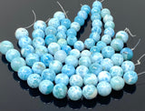 7" Rare Larimar Gemstone Beads, Spiritual Healing Crystal Large Size Beads AAA Grade, Throat Chakra December Birthstone Atlantis Stone Beads