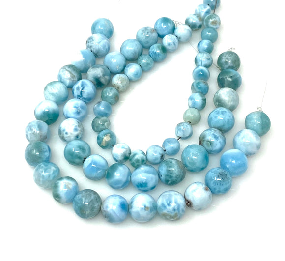 Larimar Beads, Gemstone Beads, Genuine Dominican Republic Larimar Beads - AAA Quality Atlantis Stone, Caribbean Stone Beads, 7” Strand