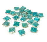 6 Pcs Peruvian Amazonite Gemstone Connector, Silver Plated Briolette Connectors, Jewelry Supplies, Wholesale Jewelry Findings