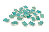 7Pcs / 10 Pcs Peruvian Amazonite Gemstone Connector, Silver Plated Briolette Connectors, Jewelry Supplies, Wholesale Jewelry Findings