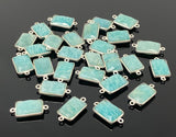 7Pcs / 10 Pcs Peruvian Amazonite Gemstone Connector, Silver Plated Briolette Connectors, Jewelry Supplies, Wholesale Jewelry Findings