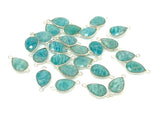 5 Pcs Peruvian Amazonite Gemstone Connector, Silver Plated Briolette Connectors, Jewelry Supplies, Wholesale Jewelry Findings