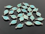 5 Pcs Peruvian Amazonite Gemstone Connector, Silver Plated Briolette Connectors, Jewelry Supplies, Wholesale Jewelry Findings