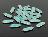 10 Pcs /13 Pcs Peruvian Amazonite Bar Gemstone Connector, Silver Plated Briolette Connectors, Jewelry Supplies, Wholesale Jewelry Findings