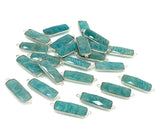 10 Pcs /13 Pcs Peruvian Amazonite Bar Gemstone Connector, Silver Plated Briolette Connectors, Jewelry Supplies, Wholesale Jewelry Findings