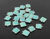 6 Pcs Natural Amazonite Gemstone Charms, Silver Plated Charms, Bulk Jewelry Supplies, Wholesale Jewelry Findings