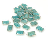 9 Pcs/ 10Pcs Natural Amazonite Gemstone Charms, Silver Plated Charms, Bulk Jewelry Supplies, Wholesale Jewelry Findings
