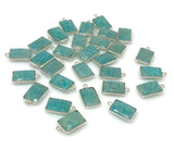 9 Pcs/ 10Pcs Natural Amazonite Gemstone Charms, Silver Plated Charms, Bulk Jewelry Supplies, Wholesale Jewelry Findings