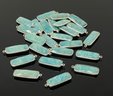 5 Pcs Natural Amazonite Gemstone Charms, Silver Plated Charms, Bulk Jewelry Supplies, Wholesale Jewelry Findings