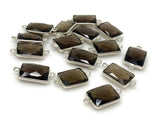 5 Pcs Smokey Quartz Connectors, Silver Plated Gemstone Connectors, Wholesale Jewelry Findings forJewelry Making, Bulk Charms