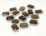 5 Pcs Smokey Quartz Connectors, Silver Plated Gemstone Connectors, Wholesale Jewelry Findings forJewelry Making, Bulk Charms