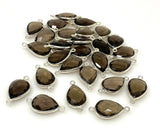 6Pcs/ 10Pcs Smokey Quartz Connectors, Silver Plated Gemstone Connectors, Wholesale Jewelry Findings forJewelry Making, Bulk Charms