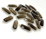 11 Pcs Smokey Quartz Connectors, Silver Plated Bar Gemstone Connectors, Wholesale Jewelry Findings forJewelry Making
