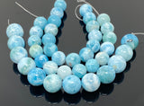 7" Rare Larimar Gemstone Beads, Spiritual Healing Crystal Large Size Beads AAA Grade, Throat Chakra December Birthstone Atlantis Stone Beads