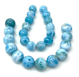 7" Rare Larimar Gemstone Beads, Spiritual Healing Crystal Large Size Beads AAA Grade, Throat Chakra December Birthstone Atlantis Stone Beads