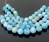 7" Rare Larimar Gemstone Beads, Spiritual Healing Crystal Large Size Beads AAA Grade, Throat Chakra December Birthstone Atlantis Stone Beads