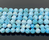 7" Rare Larimar Gemstone Beads, Spiritual Healing Crystal Large Size Beads AAA Grade, Throat Chakra December Birthstone Atlantis Stone Beads