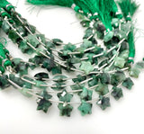 Emerald Gemstone Beads, Natural Emerald Hand Carved Star Beads, Jewelry Supplies, Wholesale Bulk Beads, 5” Strand/ 10 Beads, 10mm